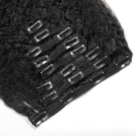 Kinky Straight Natural Clip-In Human Hair Extensions