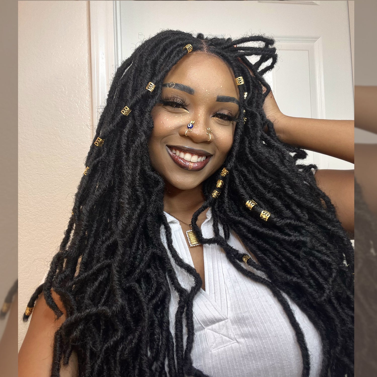 Tedhair 30 Inches 4X4 Boho Goddess Faux Locs Lace Closure Wigs 200% Density-100% Handmade