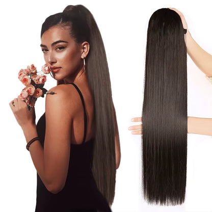 BOOMING 32-Inch Synthetic Drawstring Straight Ponytail Extension