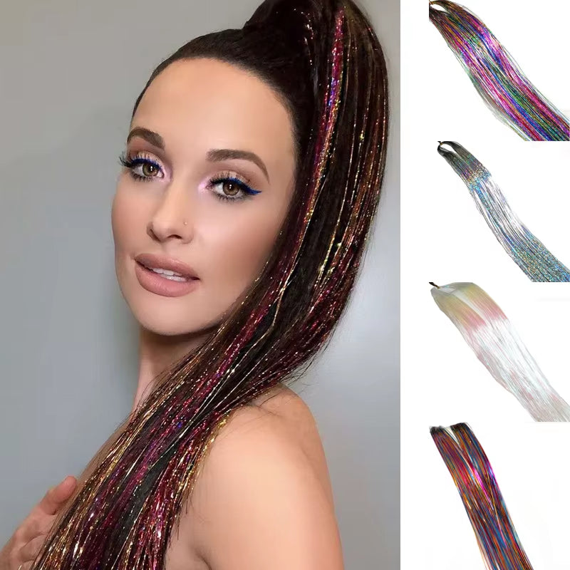 Sparkle Synthetic Hair Tinsel Extensions Bling Glitter Strands