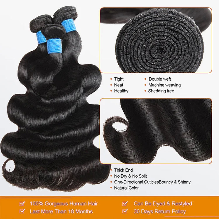 Tedhair Body Wave Brazilian 100% Virgin Hair Bundles 10-32&