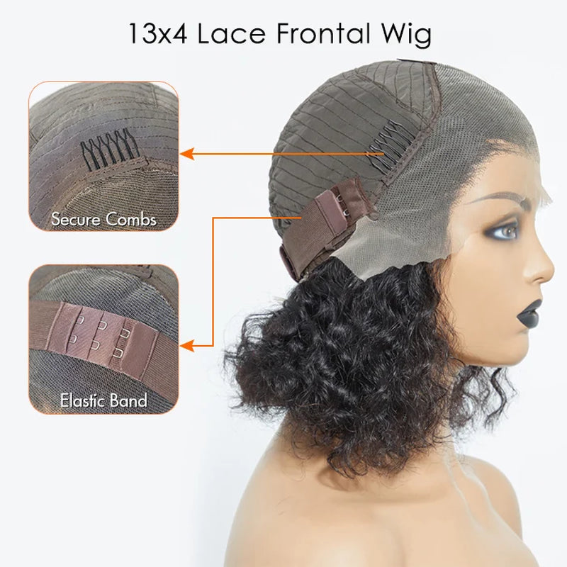 Tedhair 150% Density 13X4 Pre-Plucked Lace Frontal Bob Wig Water Wave