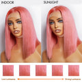 Tedhair 150% Density 13X4 Pre-Plucked Lace Frontal Bob Wig Straight #Pink