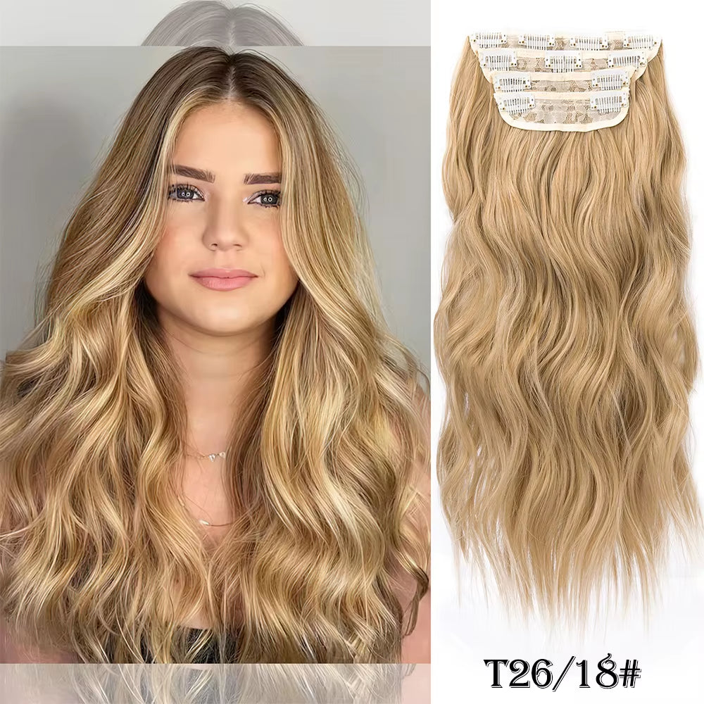 Long Wavy Synthetic Clip-In Hair Extensions 4Pcs Set