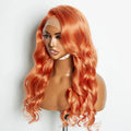 Tedhair 150% Density 13X4 Pre-Plucked Free Part Lace Frontal Wig Body Wave 24 Inches Ginger