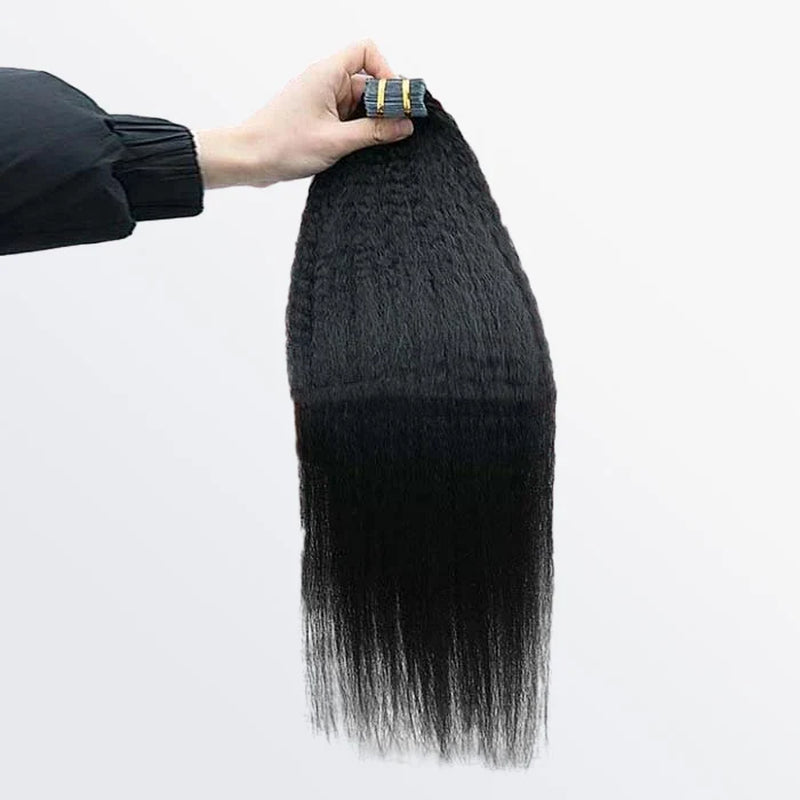 Tedhair Afro-Textured Kinky Straight Tape in Remy Hair Extensions 