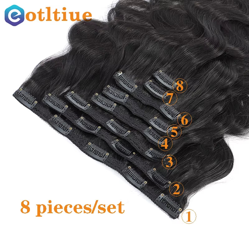 Brazilian Body Wave Clip-In Human Hair Extensions 8Pcs 120G
