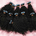 Tedhair Afro-Textured Kinky Curly Tape in Remy Hair Extensions #1B Natural Black