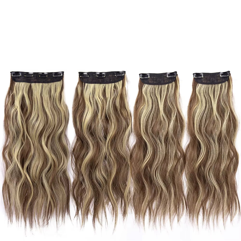 Long Wavy Synthetic Clip-In Hair Extensions 4Pcs Set