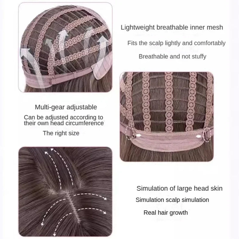 Luxurious Body Wavy Rose Headband Wig with French Bangs - Premium Quality Synthetic Hair