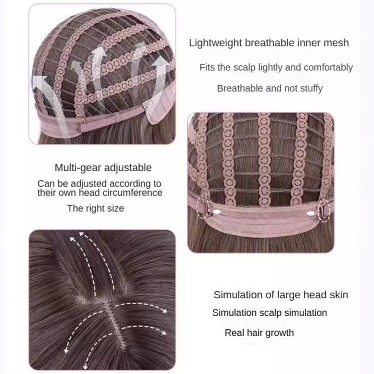 Luxurious Body Wavy Rose Headband Wig with French Bangs - Premium Quality Synthetic Hair