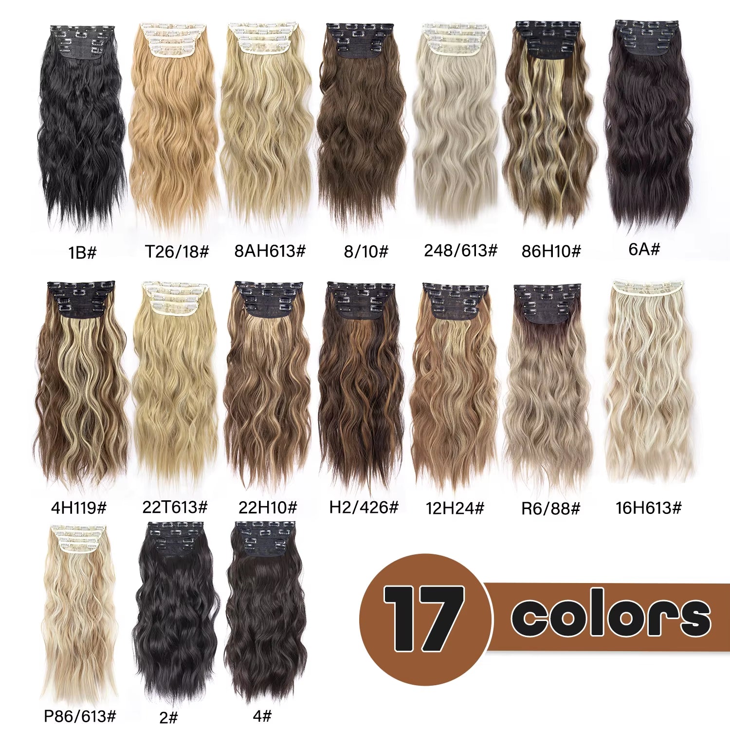 Long Wavy Synthetic Clip-In Hair Extensions 4Pcs Set