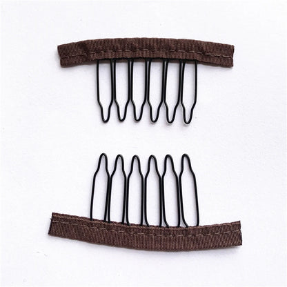 50Pcs Wig Combs to Secure Wig 4-7Teeth Wig Comb Wig Clips with Cloth for Making Wig Caps Steel Material Clips Combs