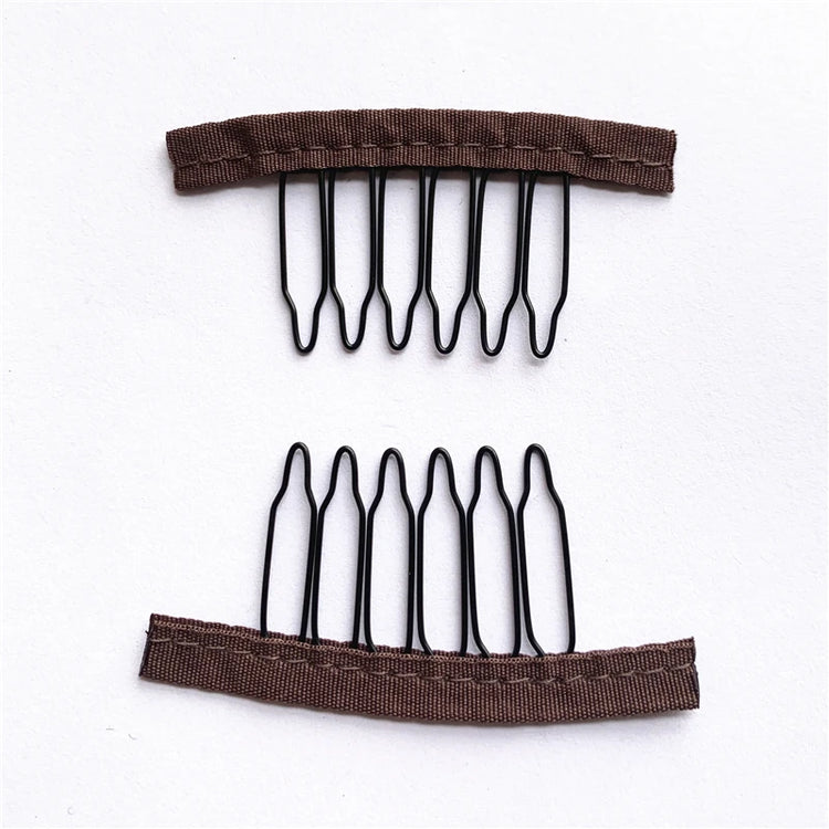 50Pcs Wig Combs to Secure Wig 4-7Teeth Wig Comb Wig Clips with Cloth for Making Wig Caps Steel Material Clips Combs