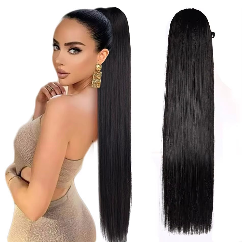 BOOMING 32-Inch Synthetic Drawstring Straight Ponytail Extension