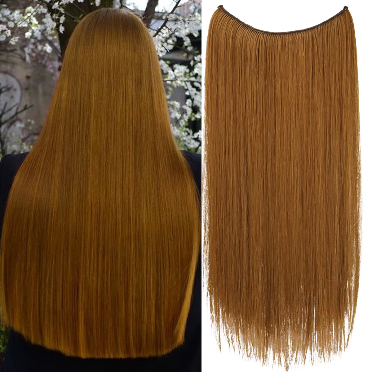 Long Straight Synthetic Hair Extension Invisible Fishing Line