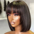99J Burgundy Red Short Bob Human Hair Wig with Bangs