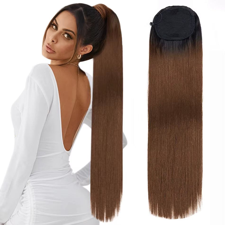 BOOMING 32-Inch Synthetic Drawstring Straight Ponytail Extension
