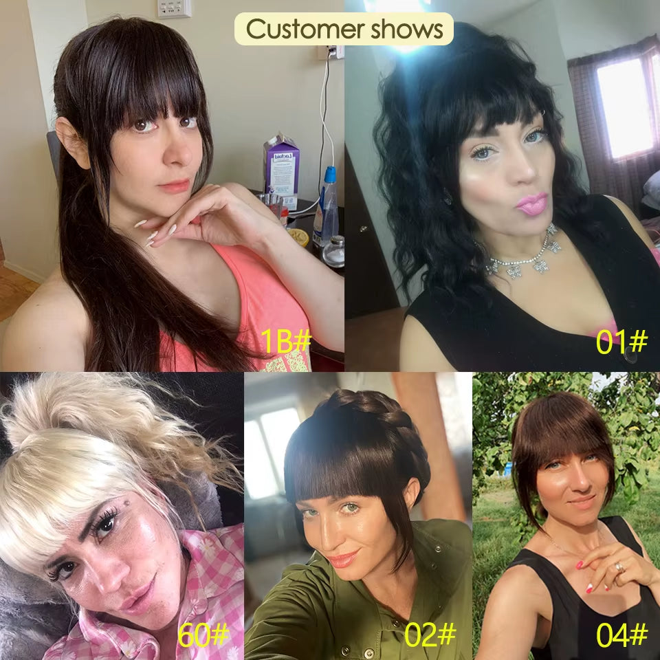Human Hair Clip-In Bangs 3D Blunt Cut Extensions