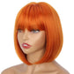 99J Burgundy Red Short Bob Human Hair Wig with Bangs