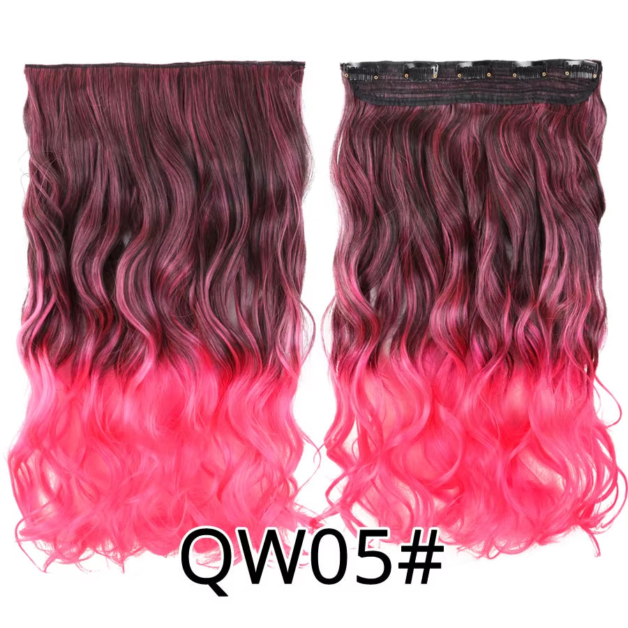 Favourite Long Wavy Synthetic Clip-In Hair Extensions 5 Clips