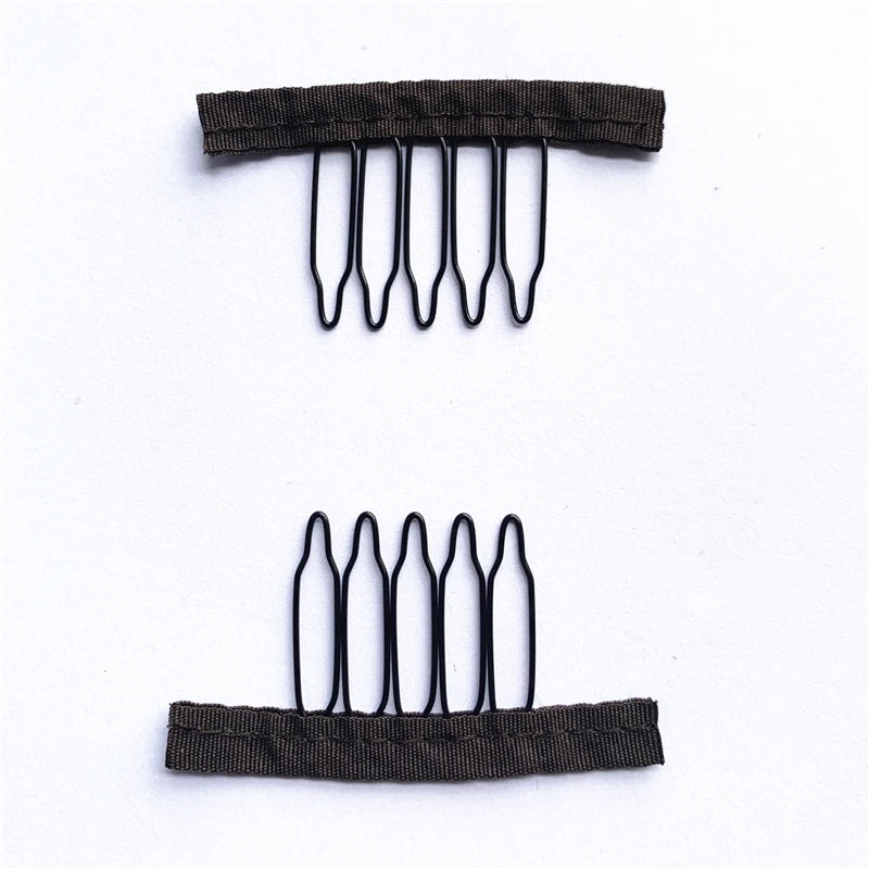 50Pcs Wig Combs to Secure Wig 4-7Teeth Wig Comb Wig Clips with Cloth for Making Wig Caps Steel Material Clips Combs