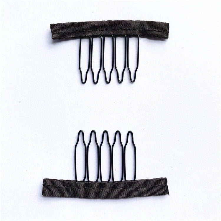 50Pcs Wig Combs to Secure Wig 4-7Teeth Wig Comb Wig Clips with Cloth for Making Wig Caps Steel Material Clips Combs