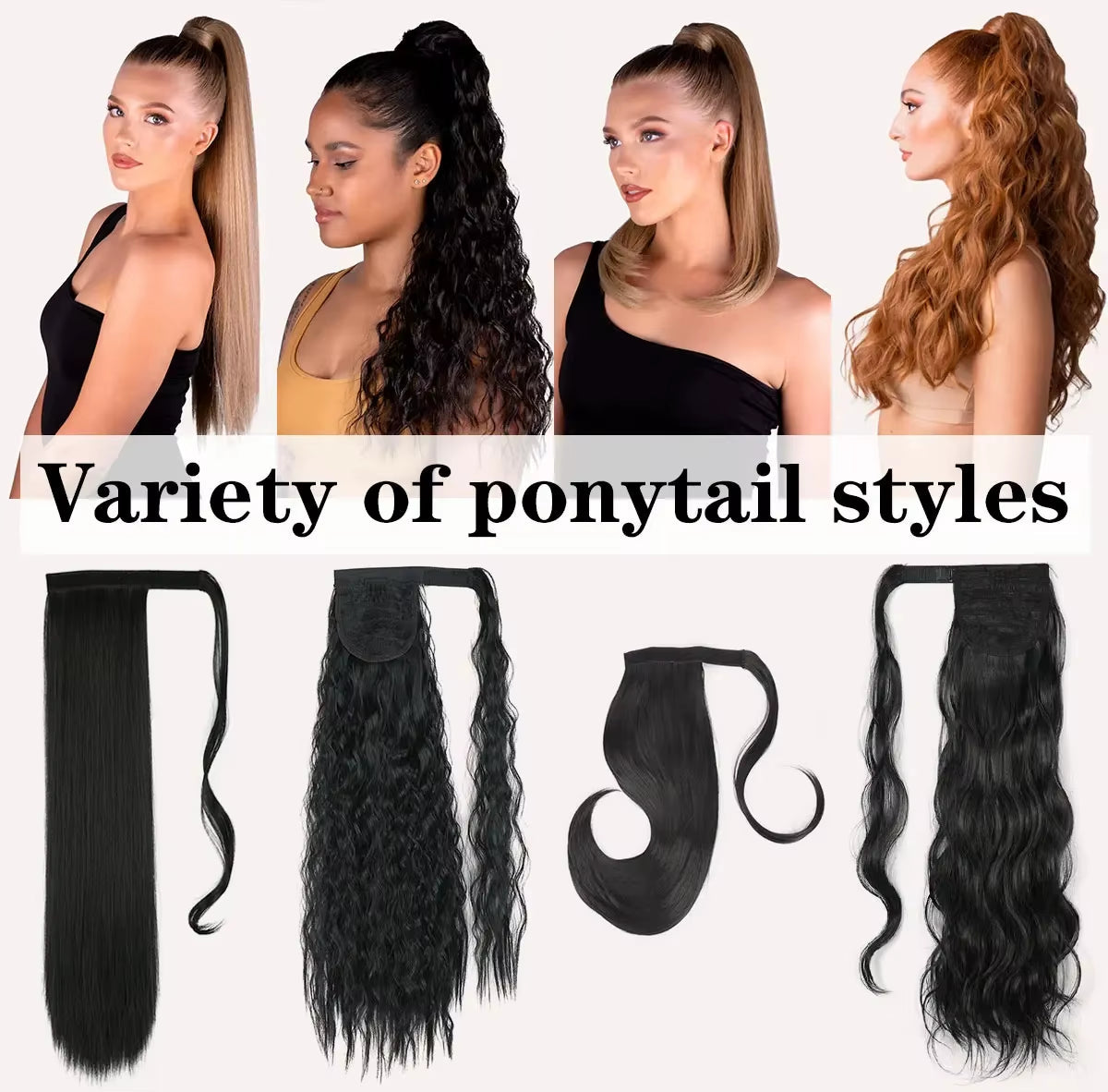 23-Inch Long Straight Wrap-Around Synthetic Ponytail Extension