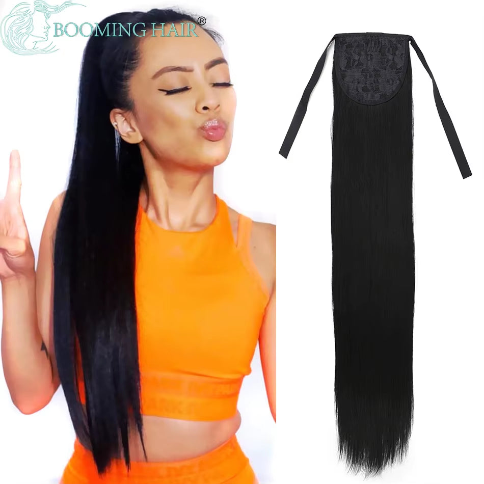 BOOMING 32-Inch Synthetic Drawstring Straight Ponytail Extension
