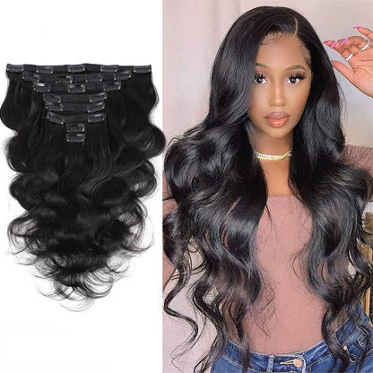 Brazilian Body Wave Clip-In Human Hair Extensions 8Pcs 120G