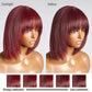 Tedhair 150% Density Reddish Purple Layered Cut Minimalist Lace Bob Wig Yaki Straight 