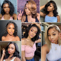 Brazilian Body Wave Short Bob Wigs 13X4 Transparent Lace Front Wig Human Hair Wigs Loose Body Wave Wig for Black Women 180%