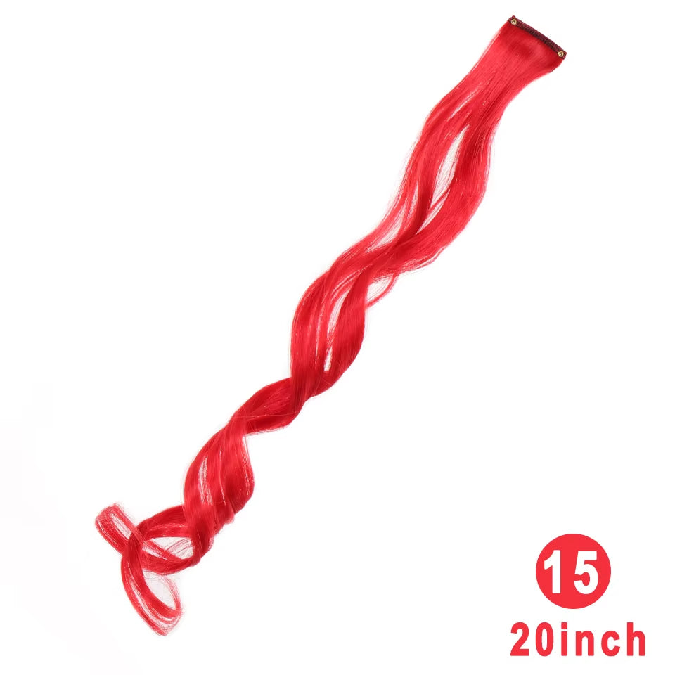 Lupu Synthetic Long Straight Rainbow Highlight Colored Hair Extensions Clip in Fake Hair Pieces for Women Heat Resistant
