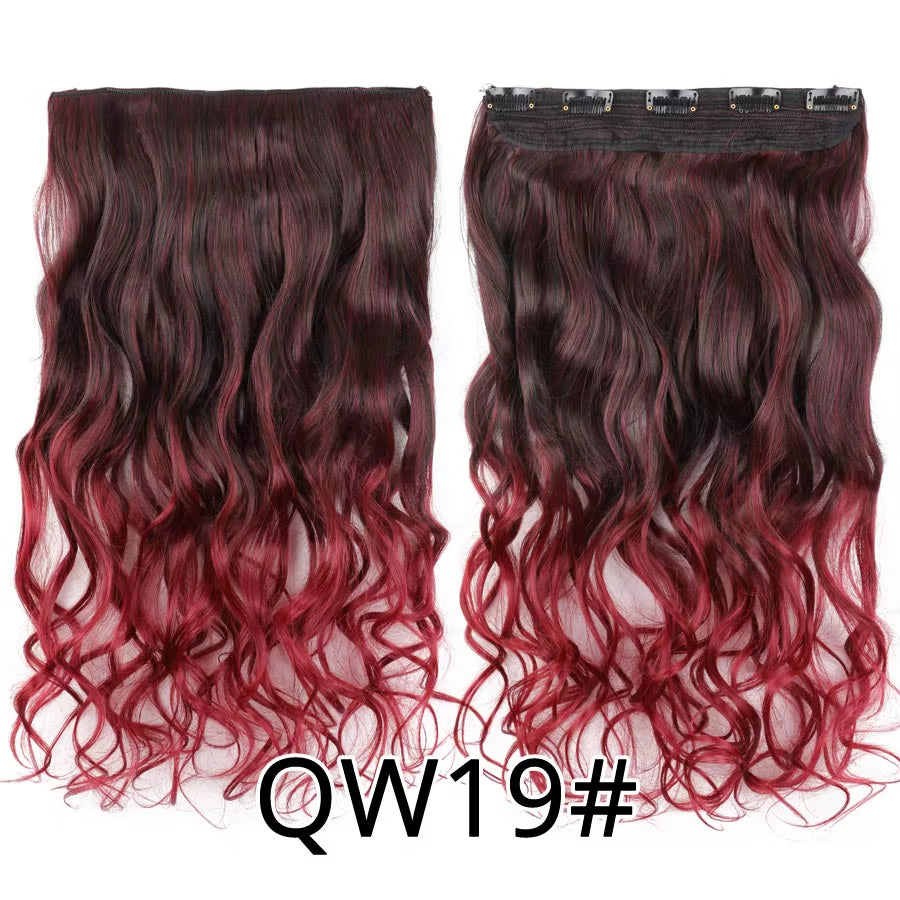 Favourite Long Wavy Synthetic Clip-In Hair Extensions 5 Clips