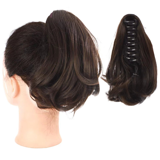 HUAYA Short Straight Synthetic Claw Clip Ponytail Hairpiece
