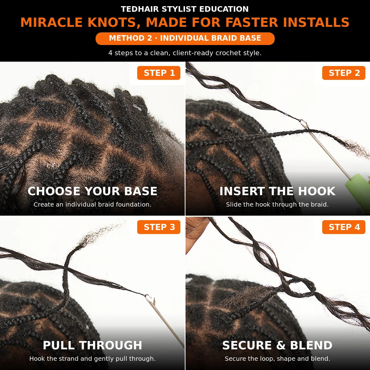 Tedhair Miracle Knots Human Feather Crochet Hair Deep Wave with No Spiral Ends - Pre-Separated Knotless Crochet Braids for Seamless Blending