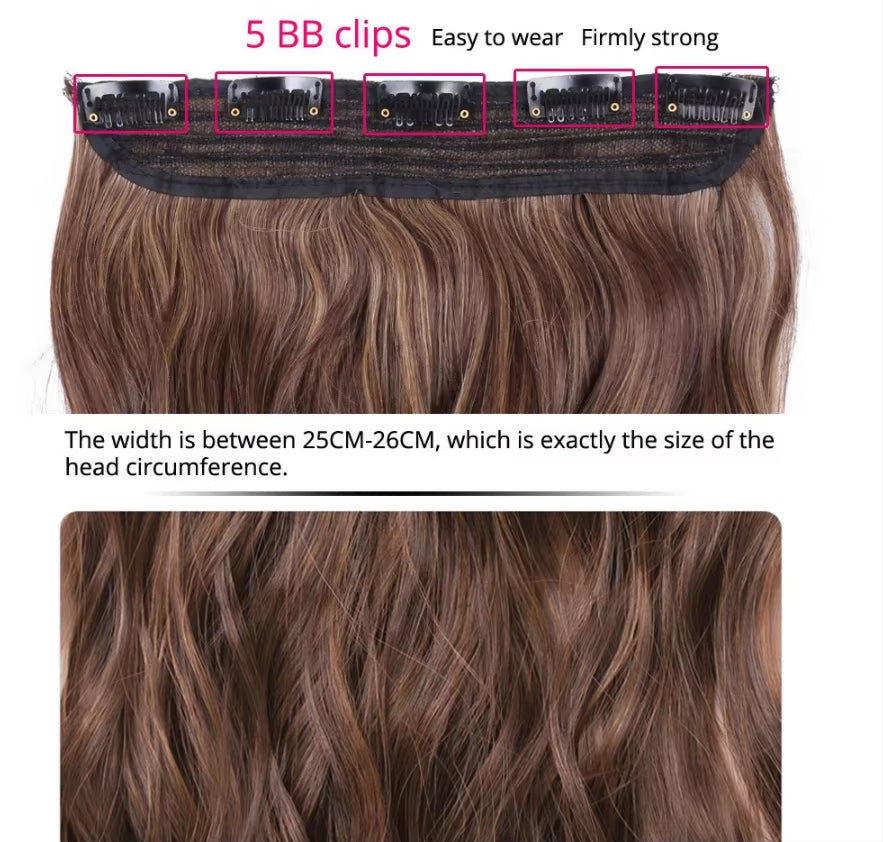 Favourite Long Wavy Synthetic Clip-In Hair Extensions 5 Clips