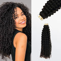 Tedhair Afro-Textured Kinky Curly Tape in Remy Hair Extensions #1B Natural Black