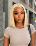 613 Blonde Straight Bob Glueless Lace Front Human Hair Wig