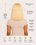 613 Blonde Straight Bob Glueless Lace Front Human Hair Wig