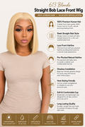 613 Blonde Straight Bob Glueless Lace Front Human Hair Wig