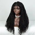 Tedhair 26 Inches 4X4 Faux Goddess Locs with Curls Braids Lace Closure Wigs 200% Density-100% Handmade