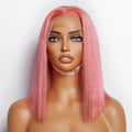 Tedhair 150% Density 13X4 Pre-Plucked Lace Frontal Bob Wig Straight #Pink
