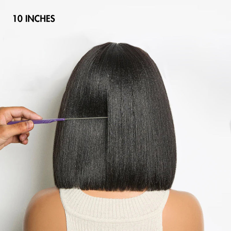 Tedhair 150% Density Put on and Go Layered Cut Minimalist Lace Bob Wig Yaki Straight