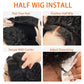 Kinky Curly Half Wig Human Hair 200% Density Wear Go Glueless Wigs Human Hair 3 In 1 Curly Half Wig Human Hair Drawstring Seamless Flip Headband Wig for Women Beginner Friendly Natural Black 18 Inch