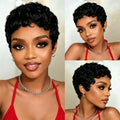 Short Curly Pixie Cut 13x4 Lace Front 100% Human Hair Wigs for Black Woman