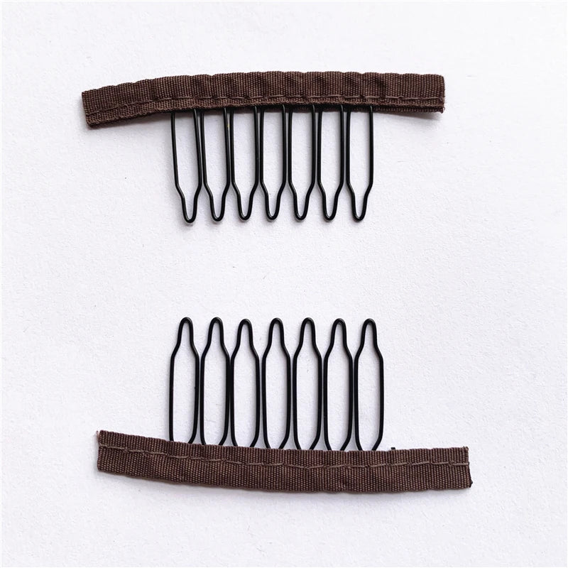 50Pcs Wig Combs to Secure Wig 4-7Teeth Wig Comb Wig Clips with Cloth for Making Wig Caps Steel Material Clips Combs