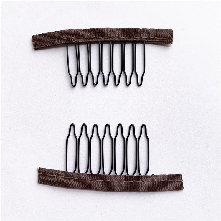 50Pcs Wig Combs to Secure Wig 4-7Teeth Wig Comb Wig Clips with Cloth for Making Wig Caps Steel Material Clips Combs