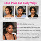 Short Curly Pixie Cut 13x4 Lace Front 100% Human Hair Wigs for Black Woman