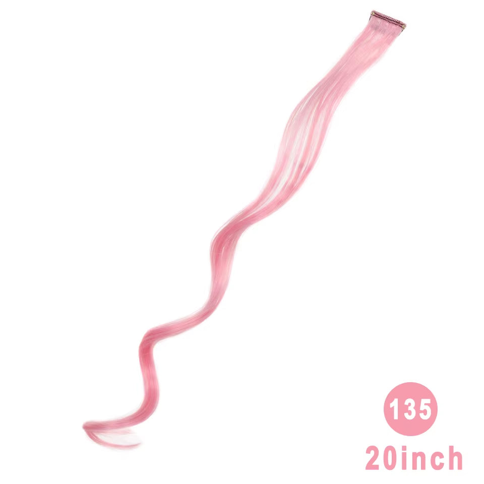 Lupu Synthetic Long Straight Rainbow Highlight Colored Hair Extensions Clip in Fake Hair Pieces for Women Heat Resistant
